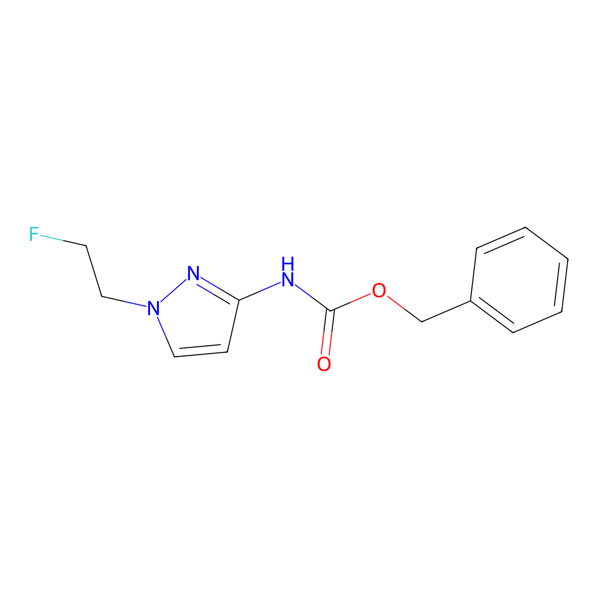 benzyl N-[1-(2-fluoroethyl)-1H-pyrazol-3-yl]carbamate molecular structure, CAS 2680844-29-3