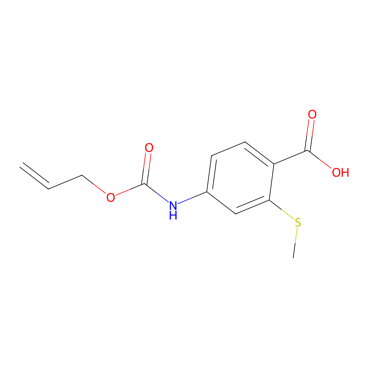 2-(Methylsulfanyl)-4-{[(prop-2-en-1-yloxy)carbonyl]amino}benzoic acid molecular structure, CAS 2680844-34-0