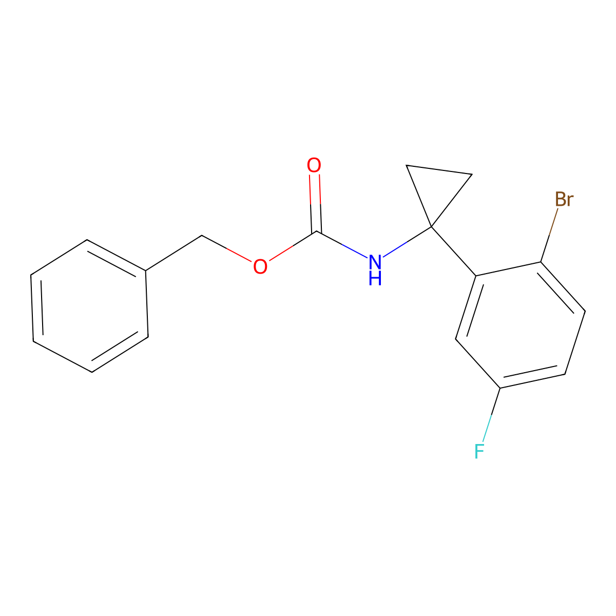 benzyl N-[1-(2-bromo-5-fluorophenyl)cyclopropyl]carbamate molecular structure, CAS 2680844-43-1