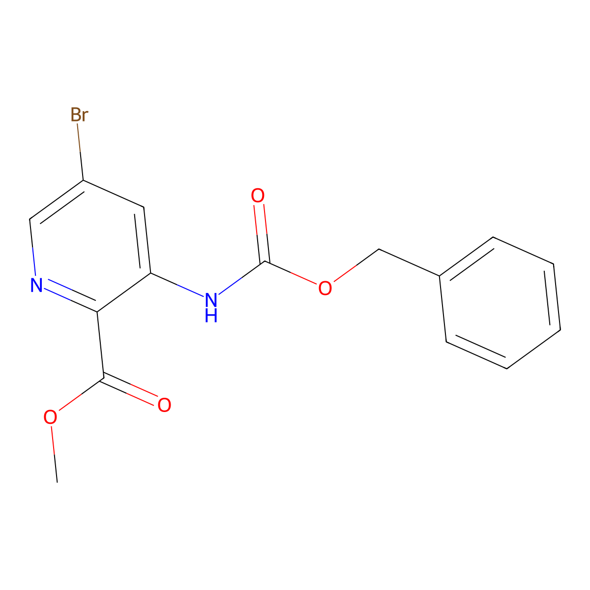 Methyl 3-{[(benzyloxy)carbonyl]amino}-5-bromopyridine-2-carboxylate molecular structure, CAS 2680844-50-0