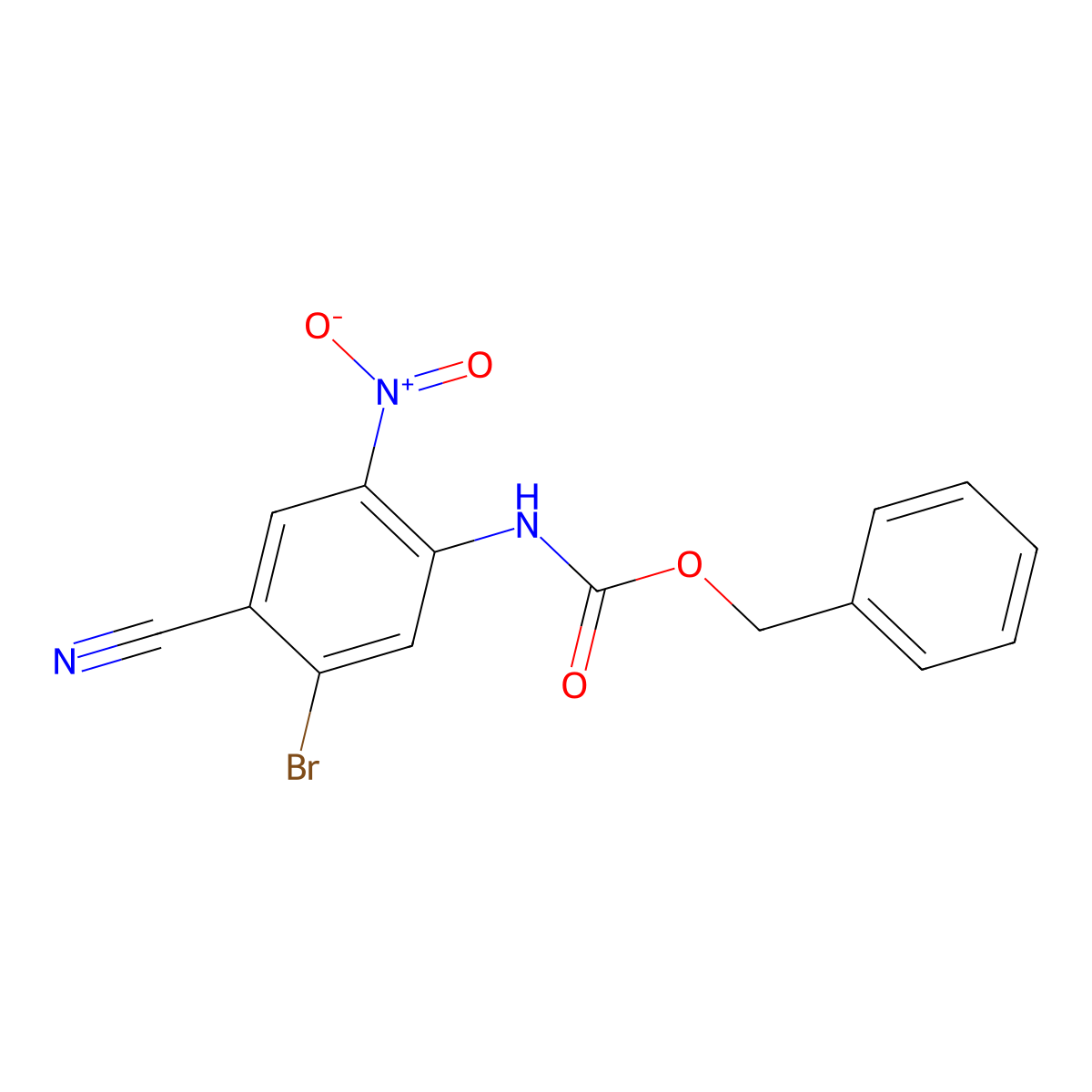 benzyl N-(5-bromo-4-cyano-2-nitrophenyl)carbamate molecular structure, CAS 2680844-54-4