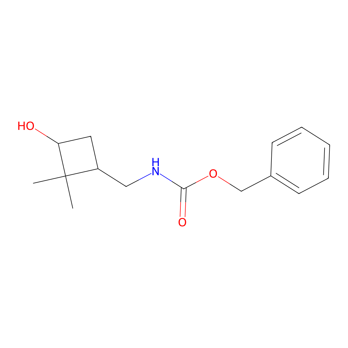 benzyl N-[(3-hydroxy-2,2-dimethylcyclobutyl)methyl]carbamate molecular structure, CAS 2680844-56-6