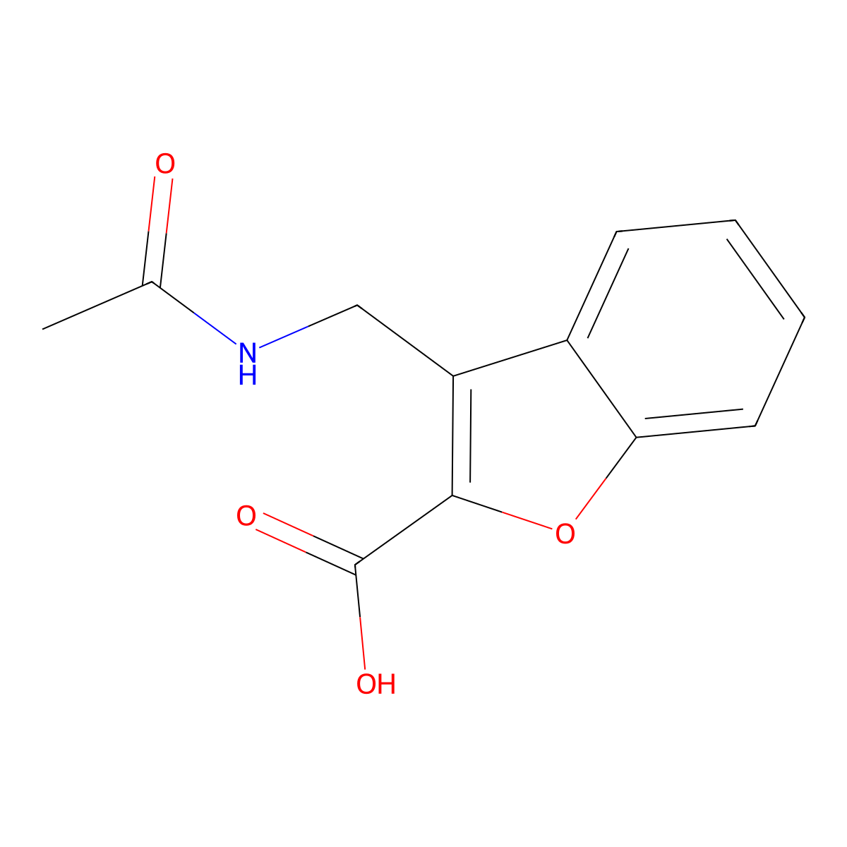 3-(Acetamidomethyl)-1-benzofuran-2-carboxylic acid molecular structure, CAS 2680844-58-8