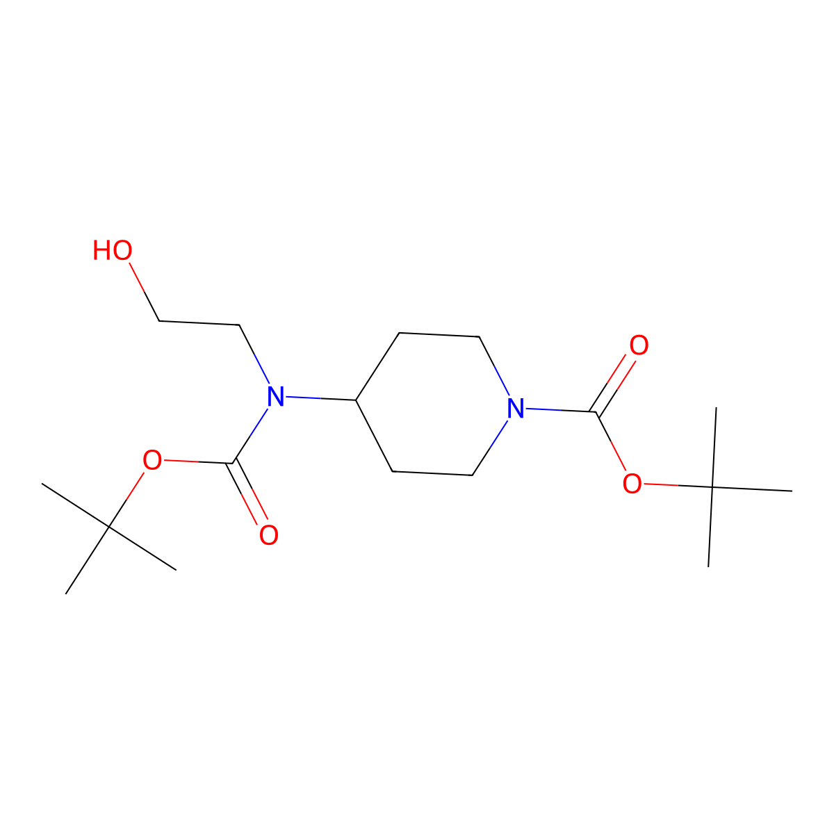 Tert-butyl 4-{[(tert-butoxy)carbonyl](2-hydroxyethyl)amino}piperidine-1-carboxylate molecular structure, CAS 2680844-59-9