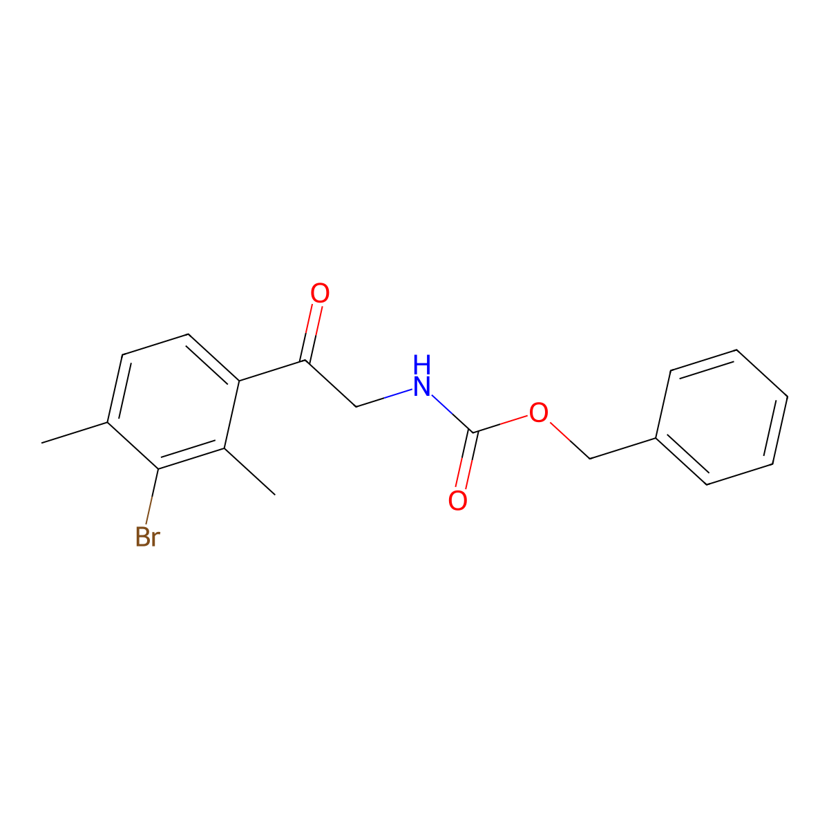 benzyl N-[2-(3-bromo-2,4-dimethylphenyl)-2-oxoethyl]carbamate molecular structure, CAS 2680844-62-4