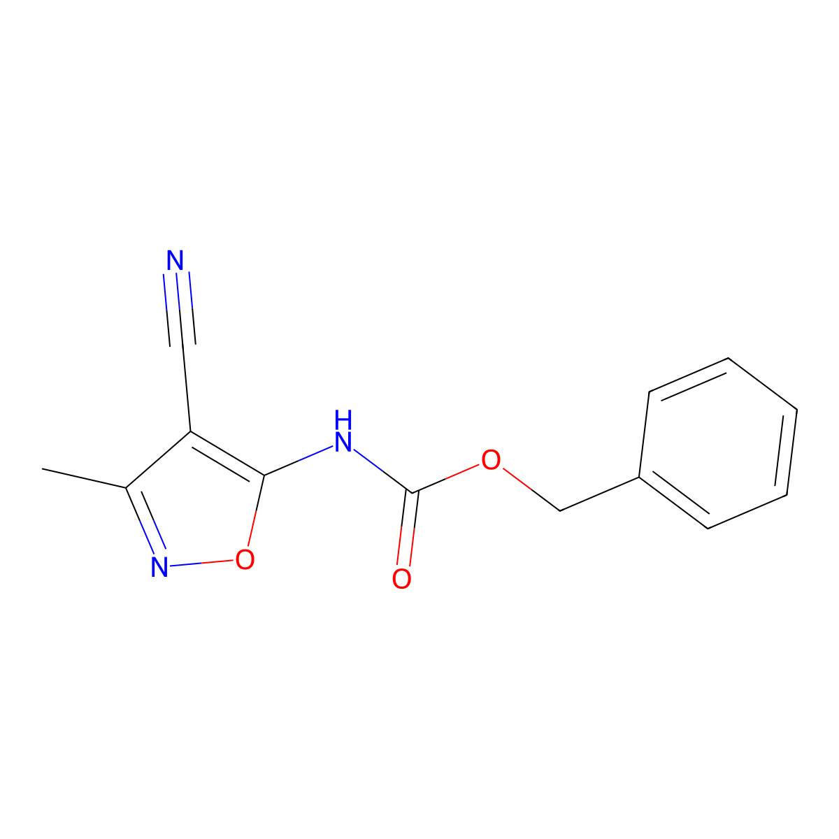 benzyl N-(4-cyano-3-methyl-1,2-oxazol-5-yl)carbamate molecular structure, CAS 2680844-65-7