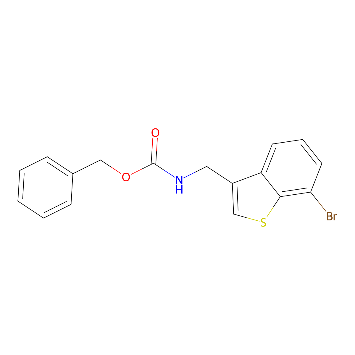 benzyl N-[(7-bromo-1-benzothiophen-3-yl)methyl]carbamate molecular structure, CAS 2680844-67-9