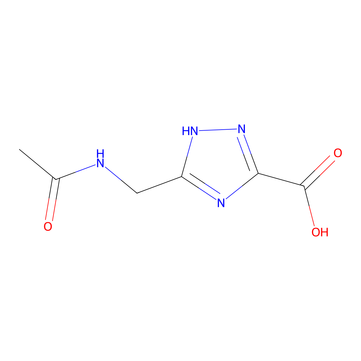 5-(acetamidomethyl)-1H-1,2,4-triazole-3-carboxylic acid molecular structure, CAS 2680844-71-5