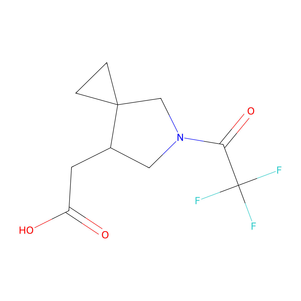 2-[5-(2,2,2-Trifluoroacetyl)-5-azaspiro[2.4]heptan-7-yl]acetic acid molecular structure, CAS 2680844-74-8