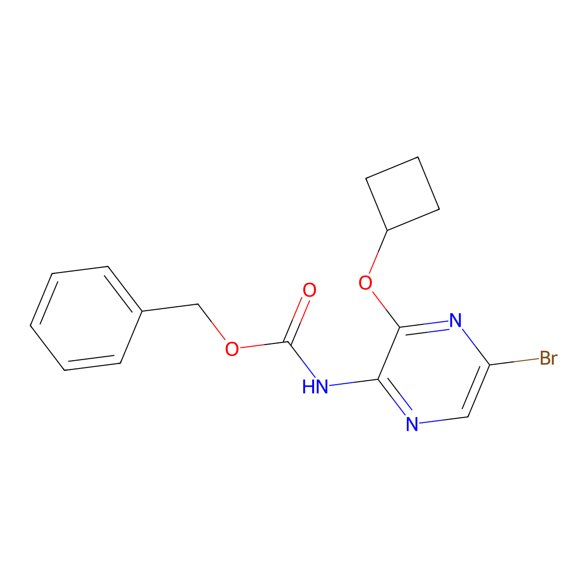 benzyl N-(5-bromo-3-cyclobutoxypyrazin-2-yl)carbamate molecular structure, CAS 2680844-77-1