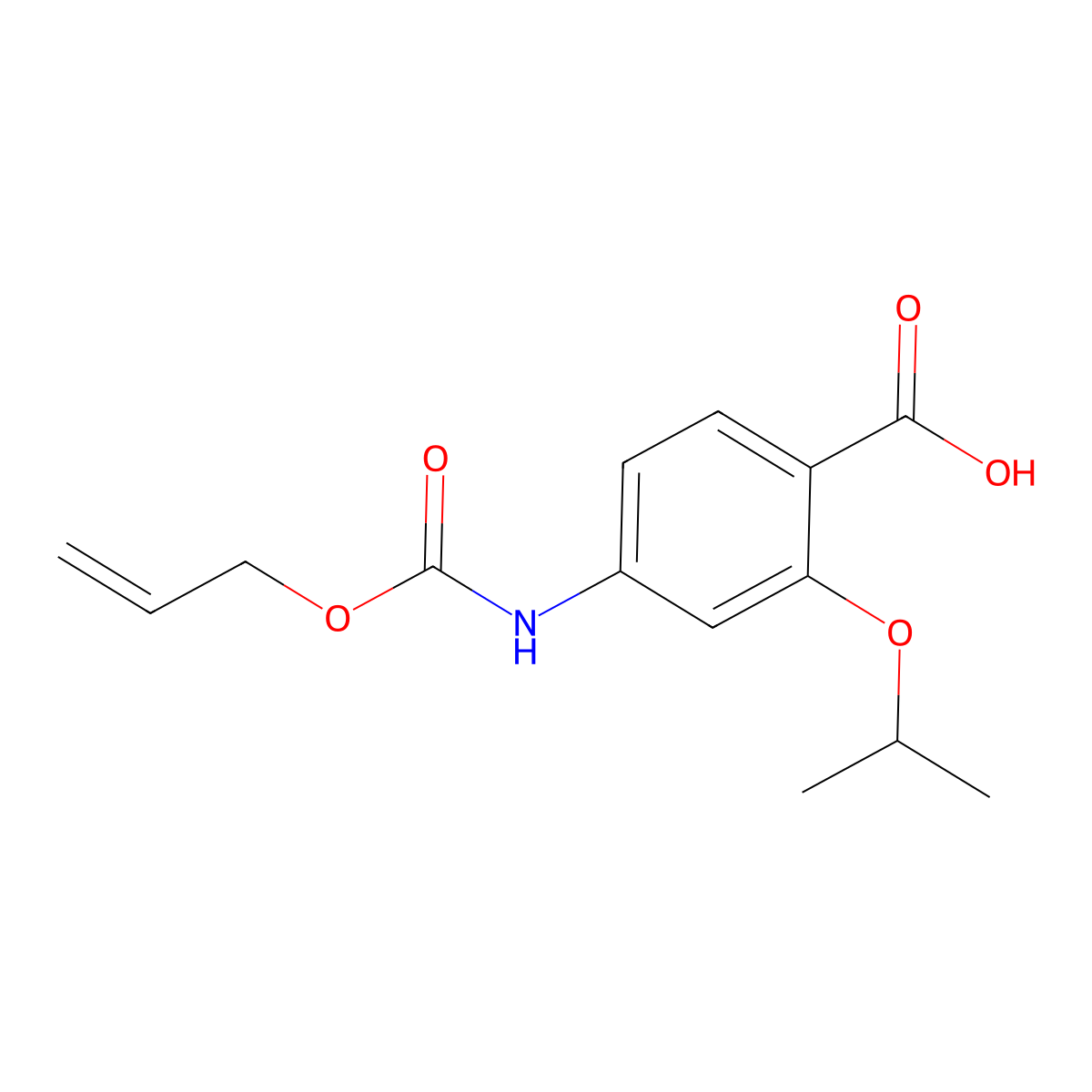 4-{[(Prop-2-en-1-yloxy)carbonyl]amino}-2-(propan-2-yloxy)benzoic acid molecular structure, CAS 2680844-94-2