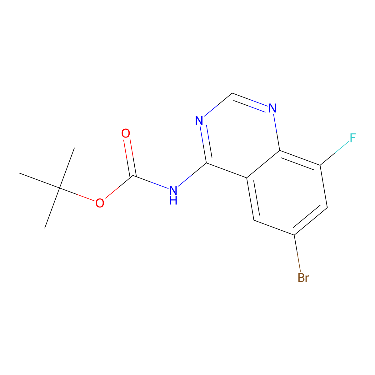 tert-butyl N-(6-bromo-8-fluoroquinazolin-4-yl)carbamate molecular structure, CAS 2680845-08-1