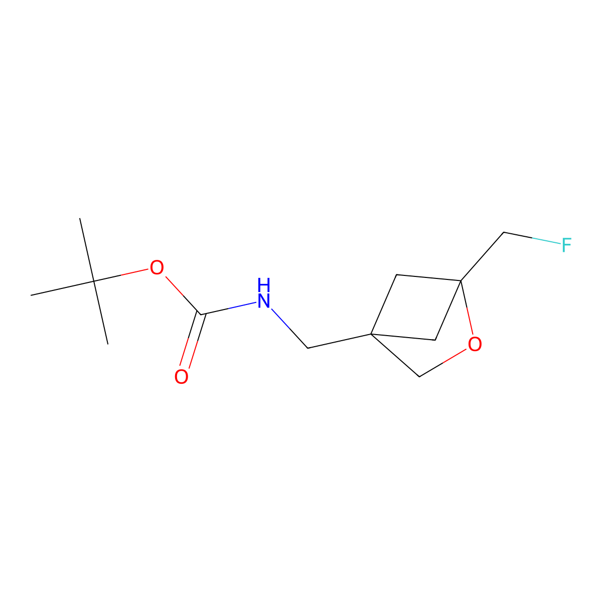 tert-butyl N-{[1-(fluoromethyl)-2-oxabicyclo[2.1.1]hexan-4-yl]methyl}carbamate molecular structure, CAS 2680845-13-8