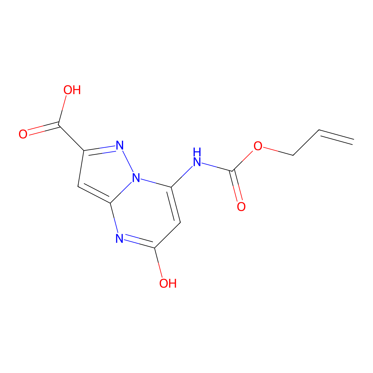 5-Hydroxy-7-{[(prop-2-en-1-yloxy)carbonyl]amino}pyrazolo[1,5-a]pyrimidine-2-carboxylic acid molecular structure, CAS 2680845-15-0