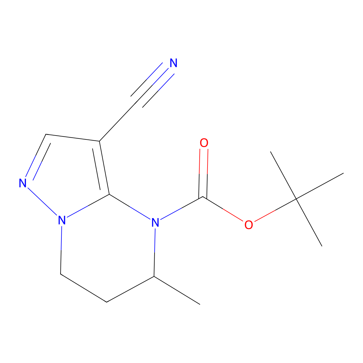 tert-butyl 3-cyano-5-methyl-4H,5H,6H,7H-pyrazolo[1,5-a]pyrimidine-4-carboxylate molecular structure, CAS 2680845-19-4