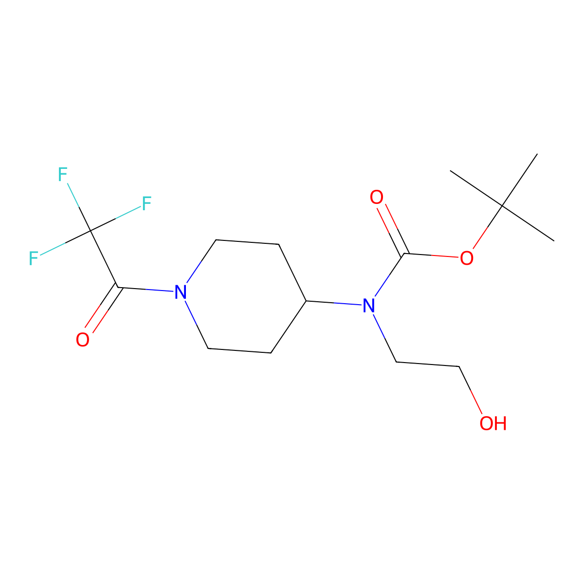 tert-butyl N-(2-hydroxyethyl)-N-[1-(trifluoroacetyl)piperidin-4-yl]carbamate molecular structure, CAS 2680845-22-9