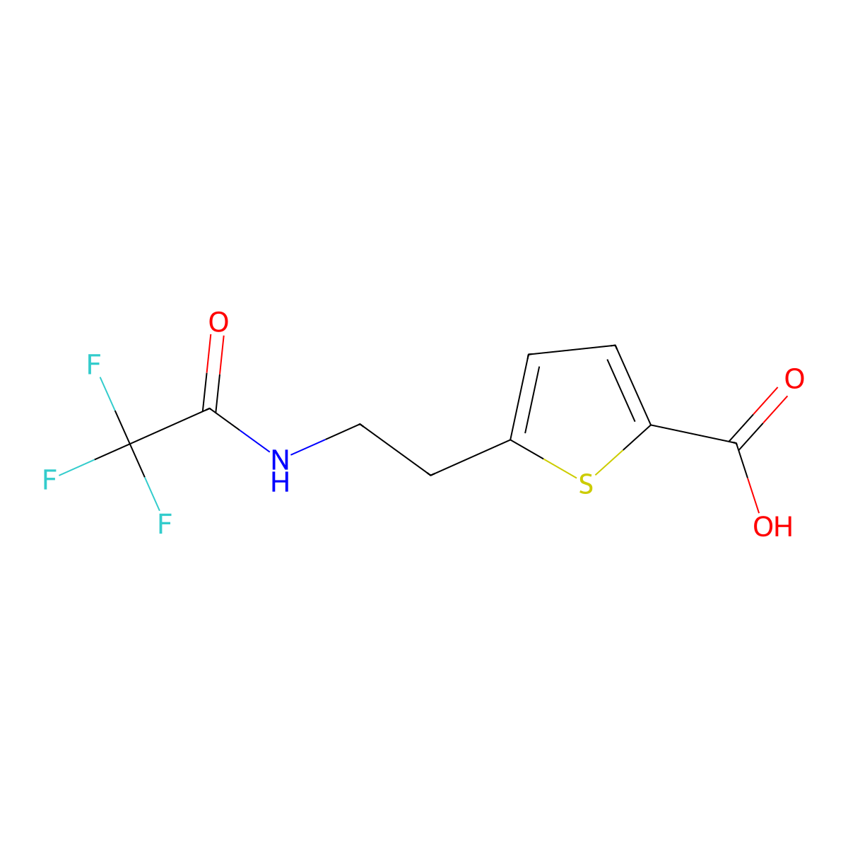 5-[2-(2,2,2-Trifluoroacetamido)ethyl]thiophene-2-carboxylic acid molecular structure, CAS 2680845-25-2