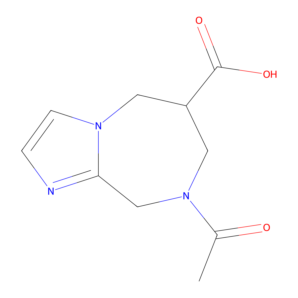 8-acetyl-5H,6H,7H,8H,9H-imidazo[1,2-a][1,4]diazepine-6-carboxylic acid molecular structure, CAS 2680845-27-4
