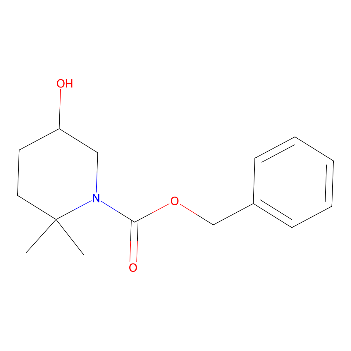 Benzyl 5-hydroxy-2,2-dimethylpiperidine-1-carboxylate molecular structure, CAS 2680845-28-5