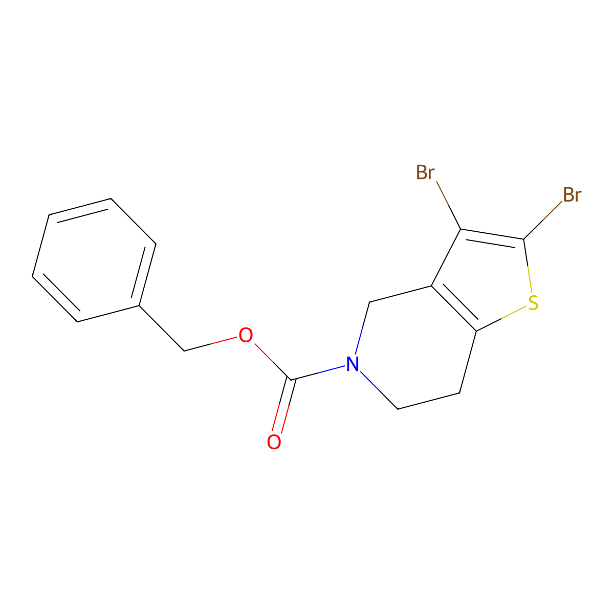 benzyl 2,3-dibromo-4H,5H,6H,7H-thieno[3,2-c]pyridine-5-carboxylate molecular structure, CAS 2680845-32-1