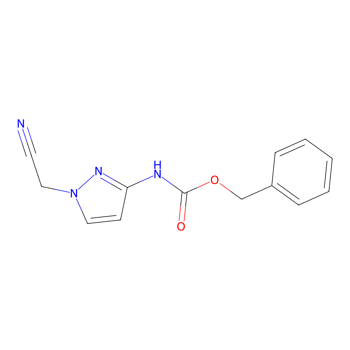 benzyl N-[1-(cyanomethyl)-1H-pyrazol-3-yl]carbamate molecular structure, CAS 2680845-38-7