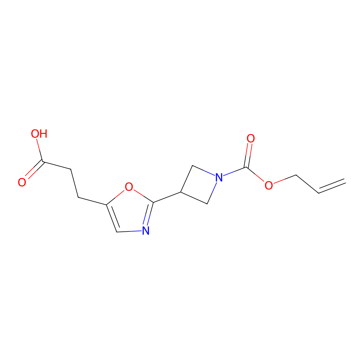 3-(2-{1-[(Prop-2-en-1-yloxy)carbonyl]azetidin-3-yl}-1,3-oxazol-5-yl)propanoic acid molecular structure, CAS 2680845-62-7