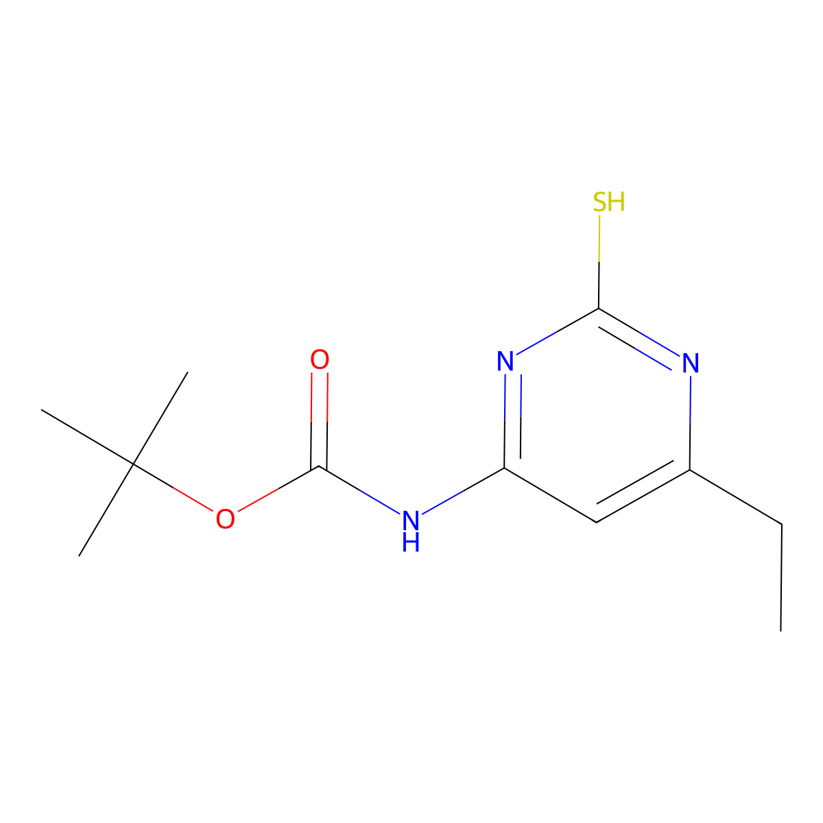 tert-butyl N-(6-ethyl-2-sulfanylpyrimidin-4-yl)carbamate molecular structure, CAS 2680845-67-2