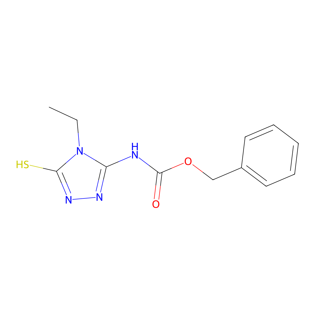 benzyl N-(4-ethyl-5-sulfanyl-4H-1,2,4-triazol-3-yl)carbamate molecular structure, CAS 2680845-73-0