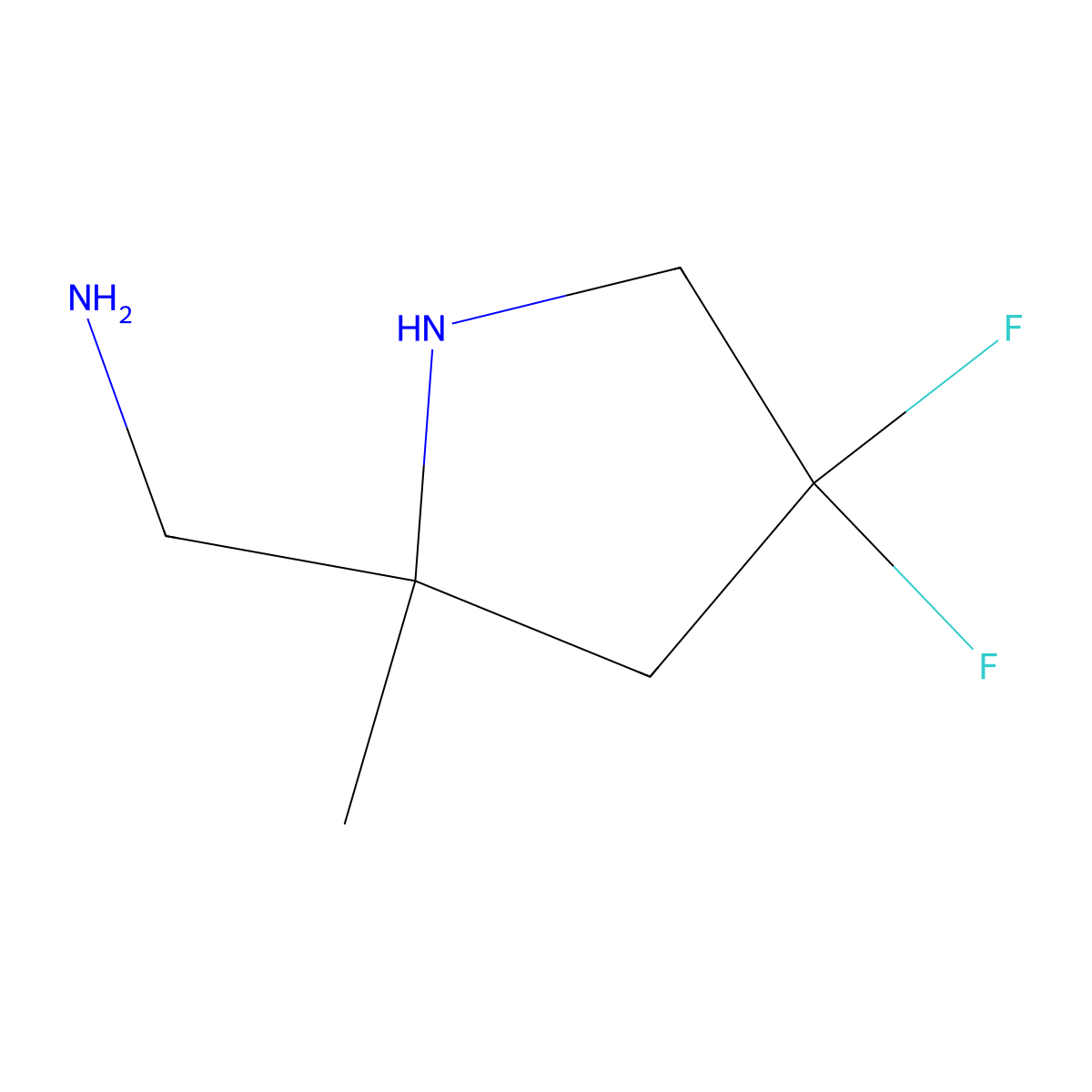 (4,4-Difluoro-2-methylpyrrolidin-2-yl)methanamine molecular structure, CAS 2680845-74-1