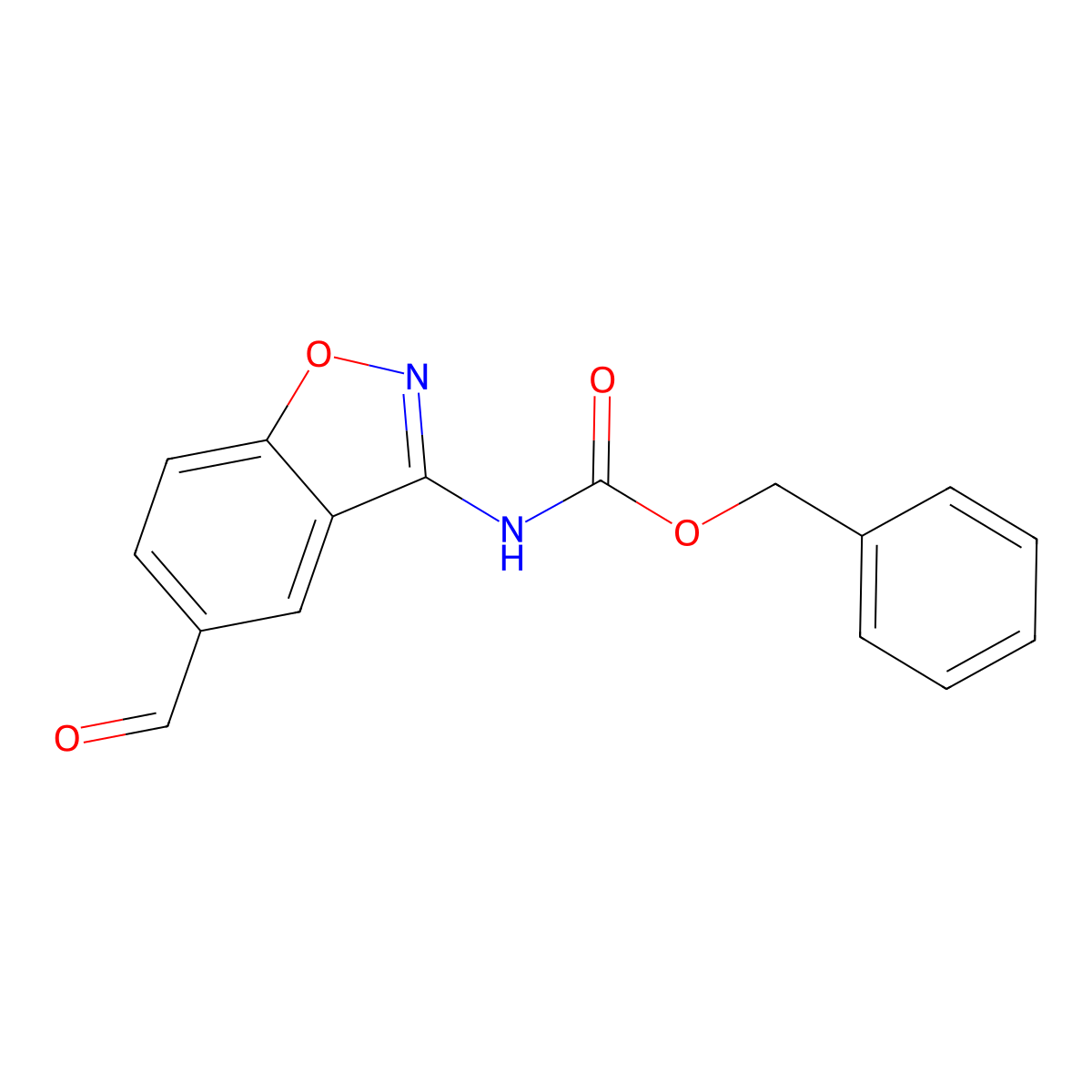 benzyl N-(5-formyl-1,2-benzoxazol-3-yl)carbamate molecular structure, CAS 2680845-88-7