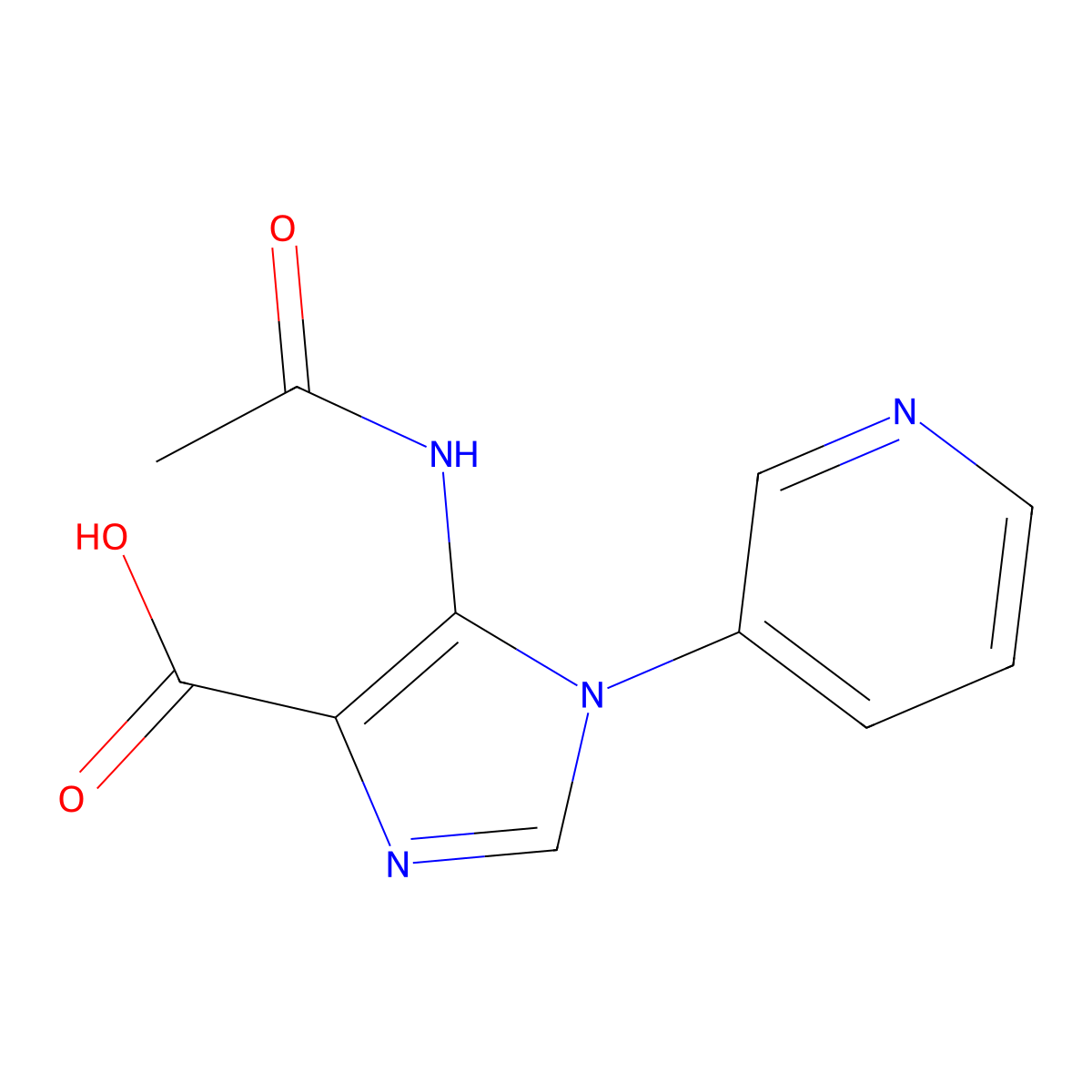 5-acetamido-1-(pyridin-3-yl)-1H-imidazole-4-carboxylic acid molecular structure, CAS 2680845-93-4