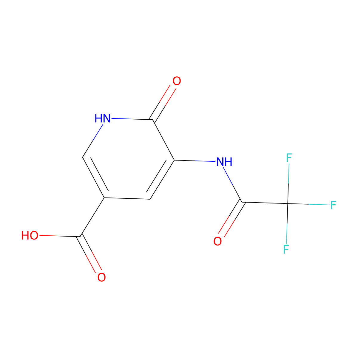 6-Oxo-5-(2,2,2-trifluoroacetamido)-1,6-dihydropyridine-3-carboxylic acid molecular structure, CAS 2680845-95-6