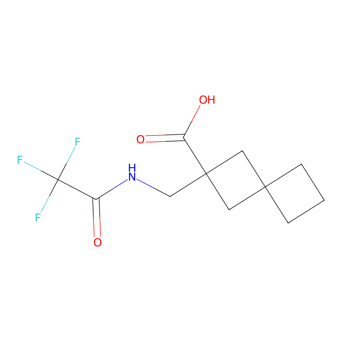 2-[(2,2,2-Trifluoroacetamido)methyl]spiro[3.3]heptane-2-carboxylic acid molecular structure, CAS 2680845-96-7