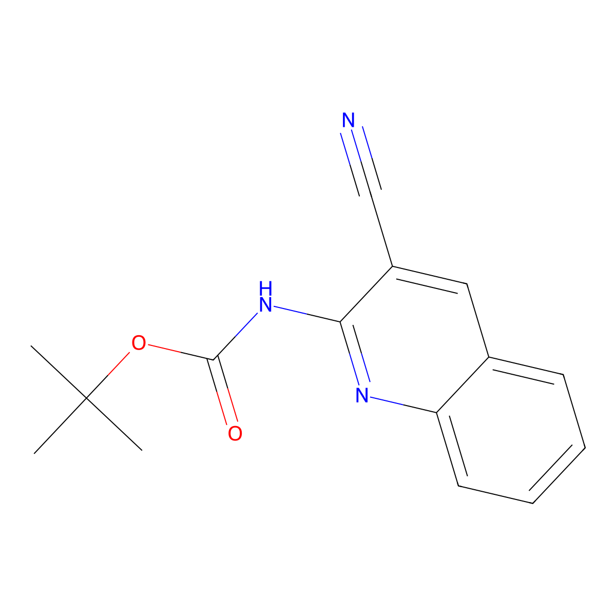 tert-butyl N-(3-cyanoquinolin-2-yl)carbamate molecular structure, CAS 2680846-02-8