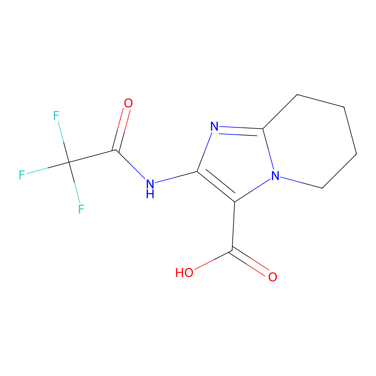 2-(2,2,2-trifluoroacetamido)-5H,6H,7H,8H-imidazo[1,2-a]pyridine-3-carboxylic acid molecular structure, CAS 2680846-05-1