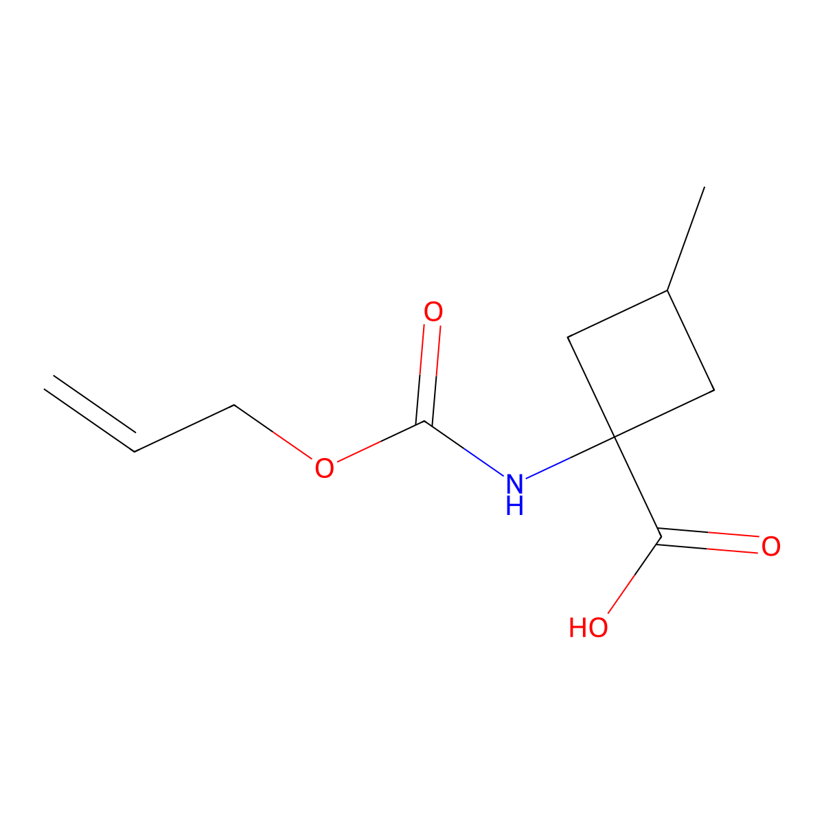 3-Methyl-1-{[(prop-2-en-1-yloxy)carbonyl]amino}cyclobutane-1-carboxylic acid molecular structure, CAS 2680846-07-3