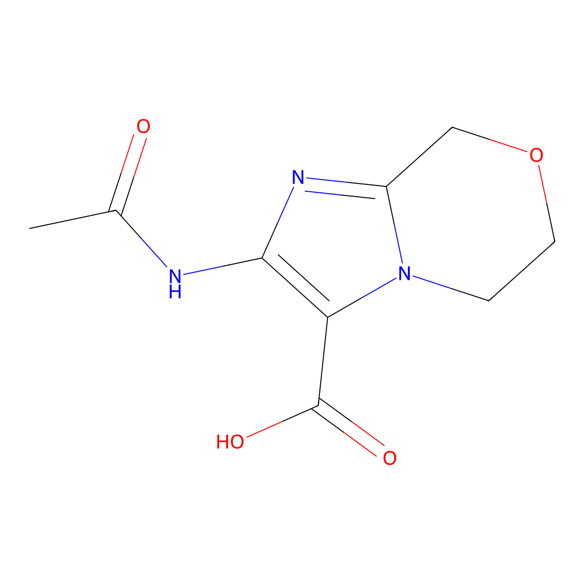 2-acetamido-5H,6H,8H-imidazo[2,1-c][1,4]oxazine-3-carboxylic acid molecular structure, CAS 2680846-08-4