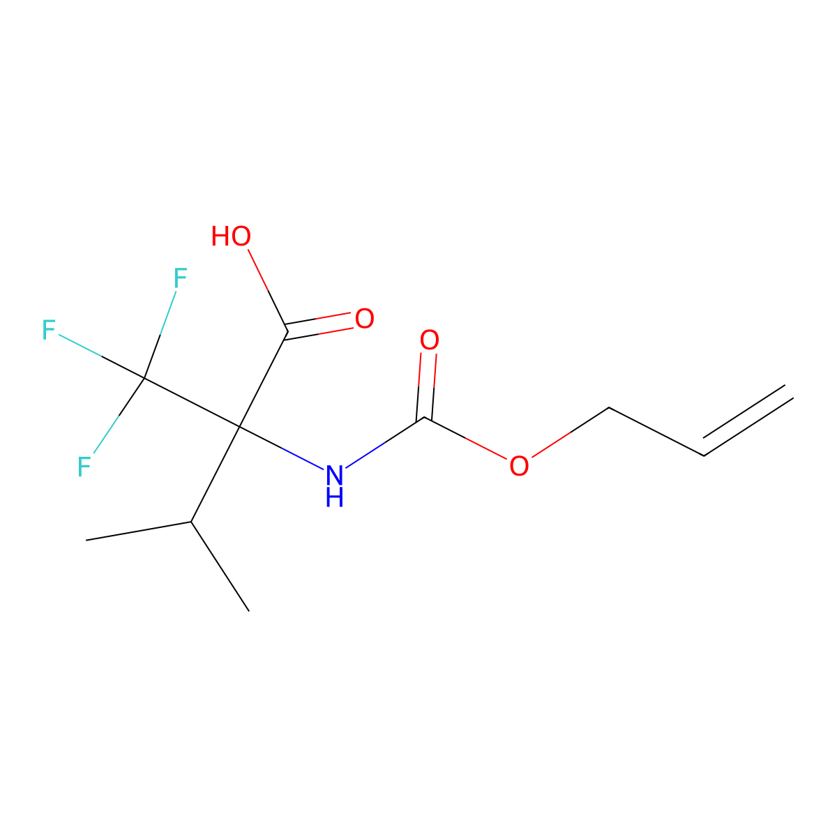 3-Methyl-2-{[(prop-2-en-1-yloxy)carbonyl]amino}-2-(trifluoromethyl)butanoic acid molecular structure, CAS 2680846-09-5