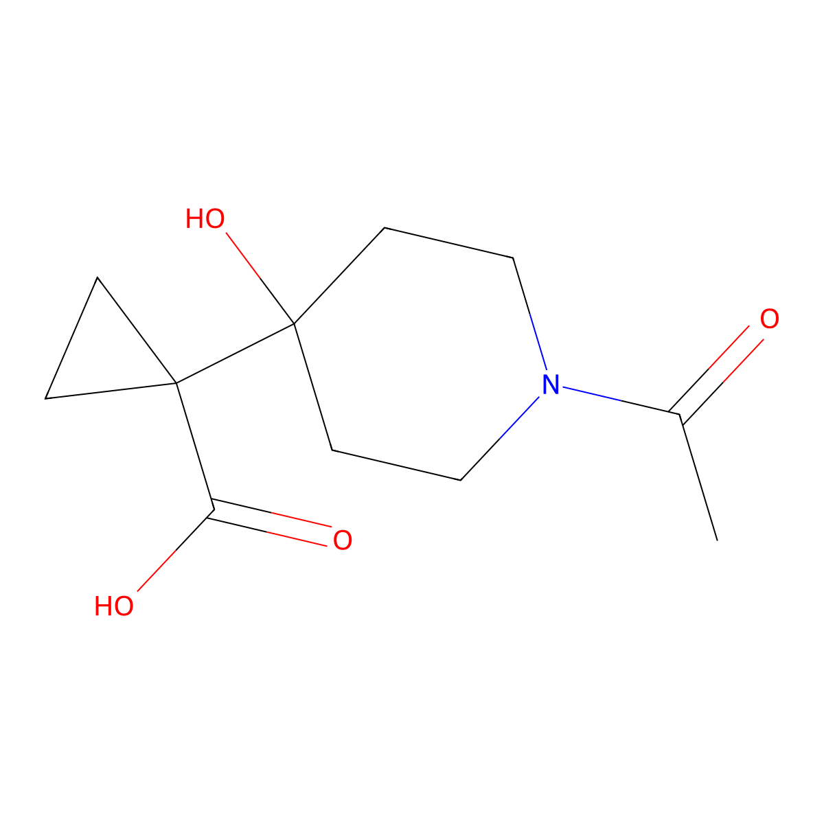 1-(1-Acetyl-4-hydroxypiperidin-4-yl)cyclopropane-1-carboxylic acid molecular structure, CAS 2680846-10-8
