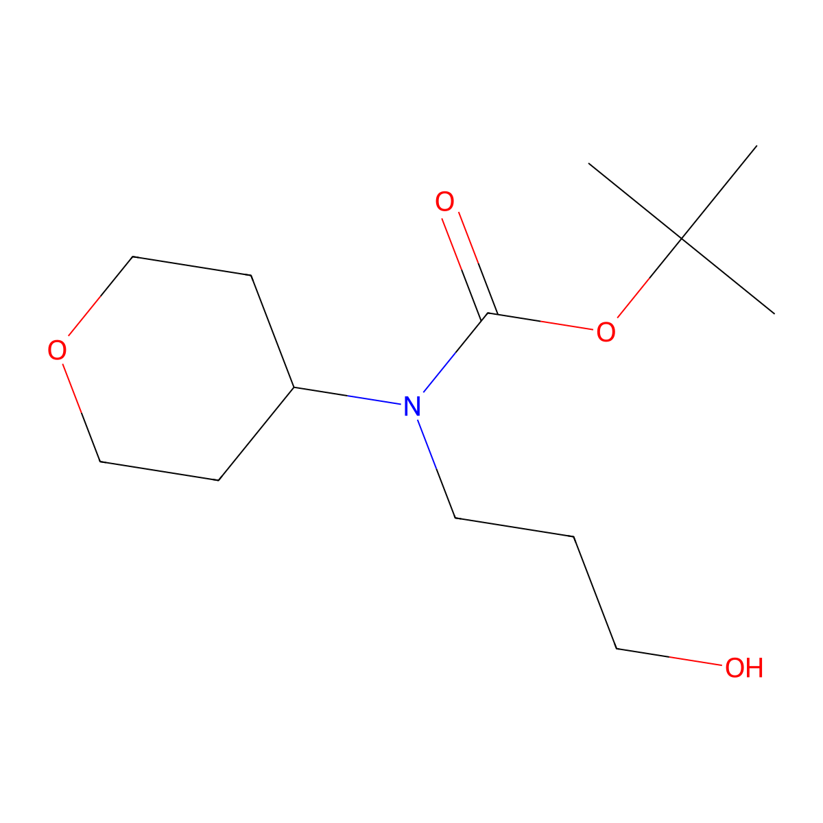 tert-butyl N-(3-hydroxypropyl)-N-(oxan-4-yl)carbamate molecular structure, CAS 2680846-12-0
