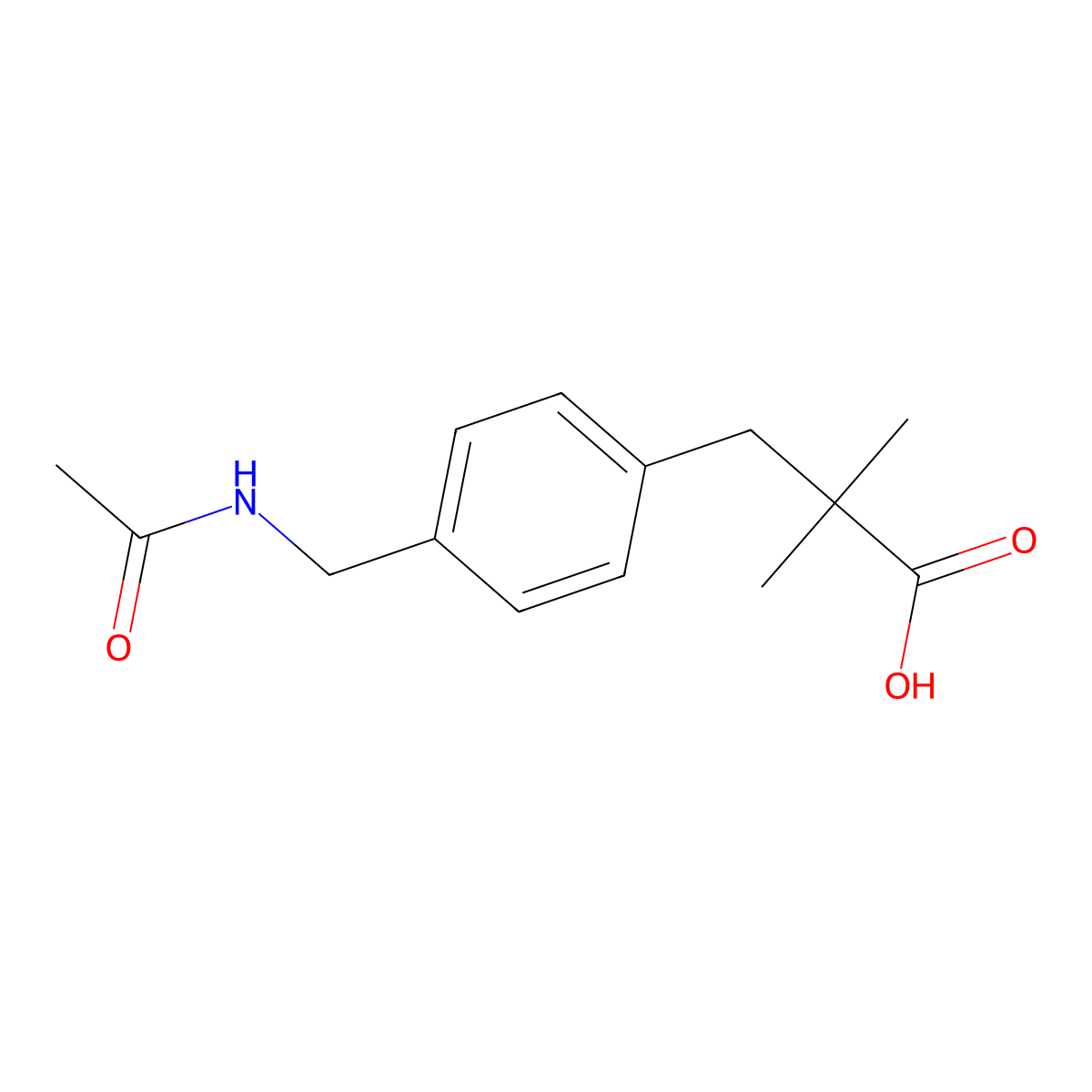 3-[4-(Acetamidomethyl)phenyl]-2,2-dimethylpropanoic acid molecular structure, CAS 2680846-17-5