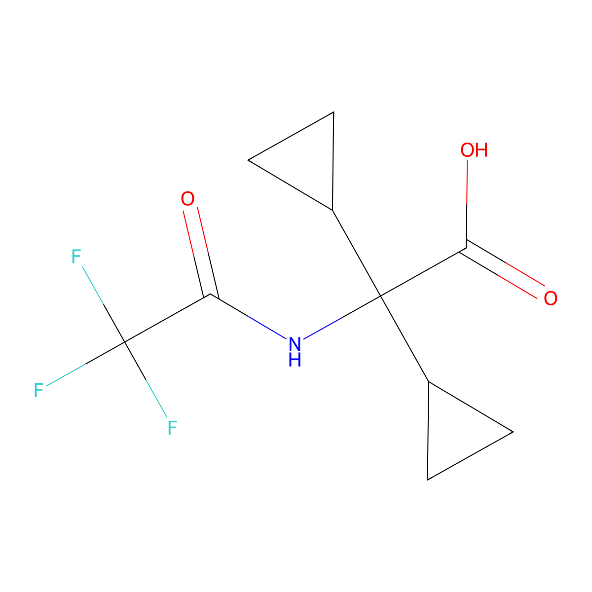 2,2-Dicyclopropyl-2-(2,2,2-trifluoroacetamido)acetic acid molecular structure, CAS 2680846-23-3