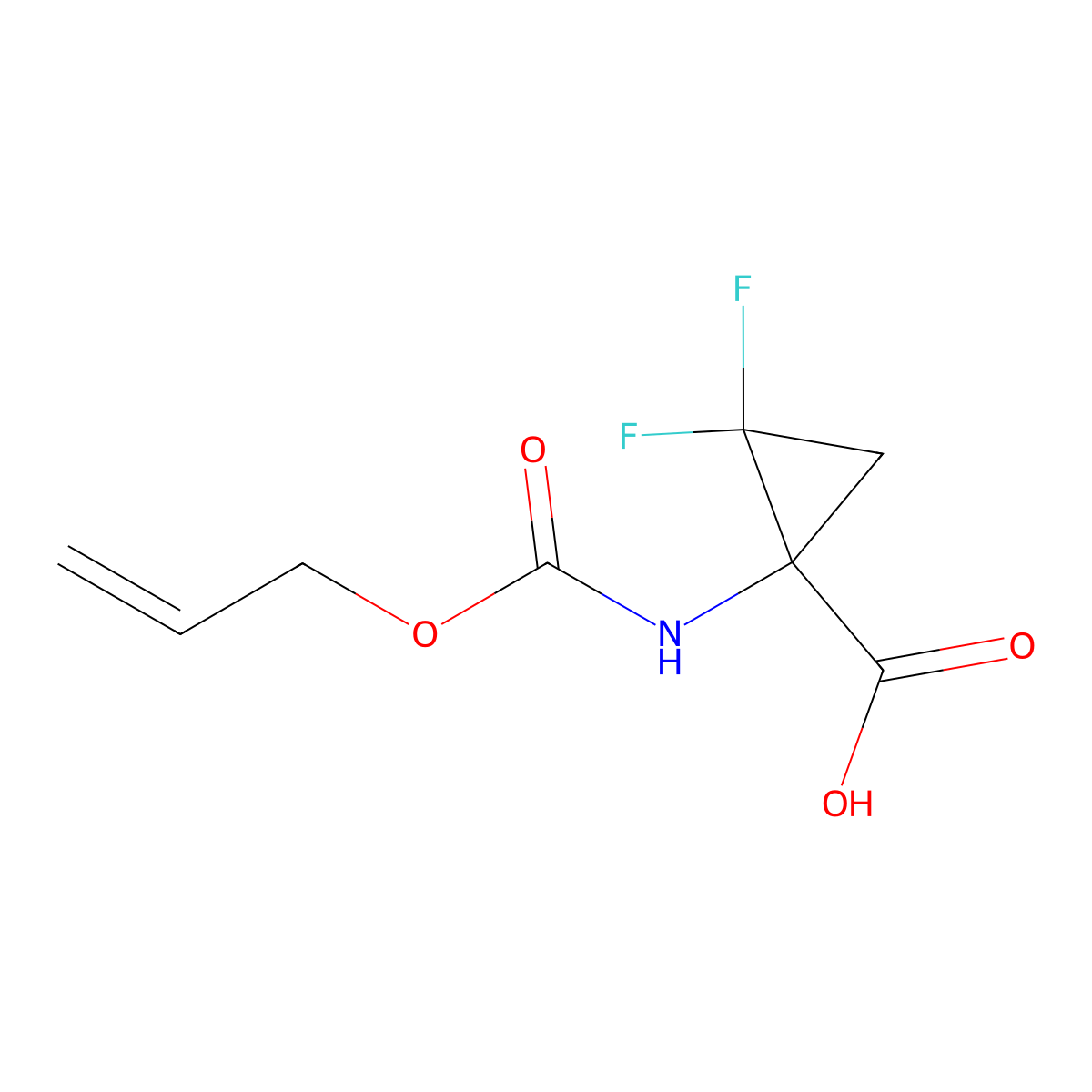 2,2-Difluoro-1-{[(prop-2-en-1-yloxy)carbonyl]amino}cyclopropane-1-carboxylic acid molecular structure, CAS 2680846-25-5