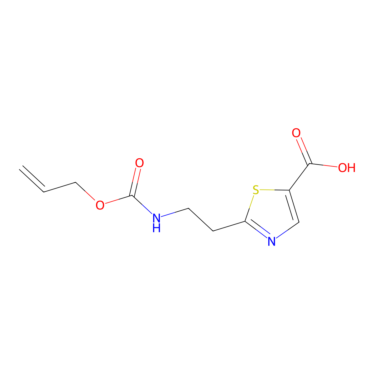 2-(2-{[(Prop-2-en-1-yloxy)carbonyl]amino}ethyl)-1,3-thiazole-5-carboxylic acid molecular structure, CAS 2680846-26-6
