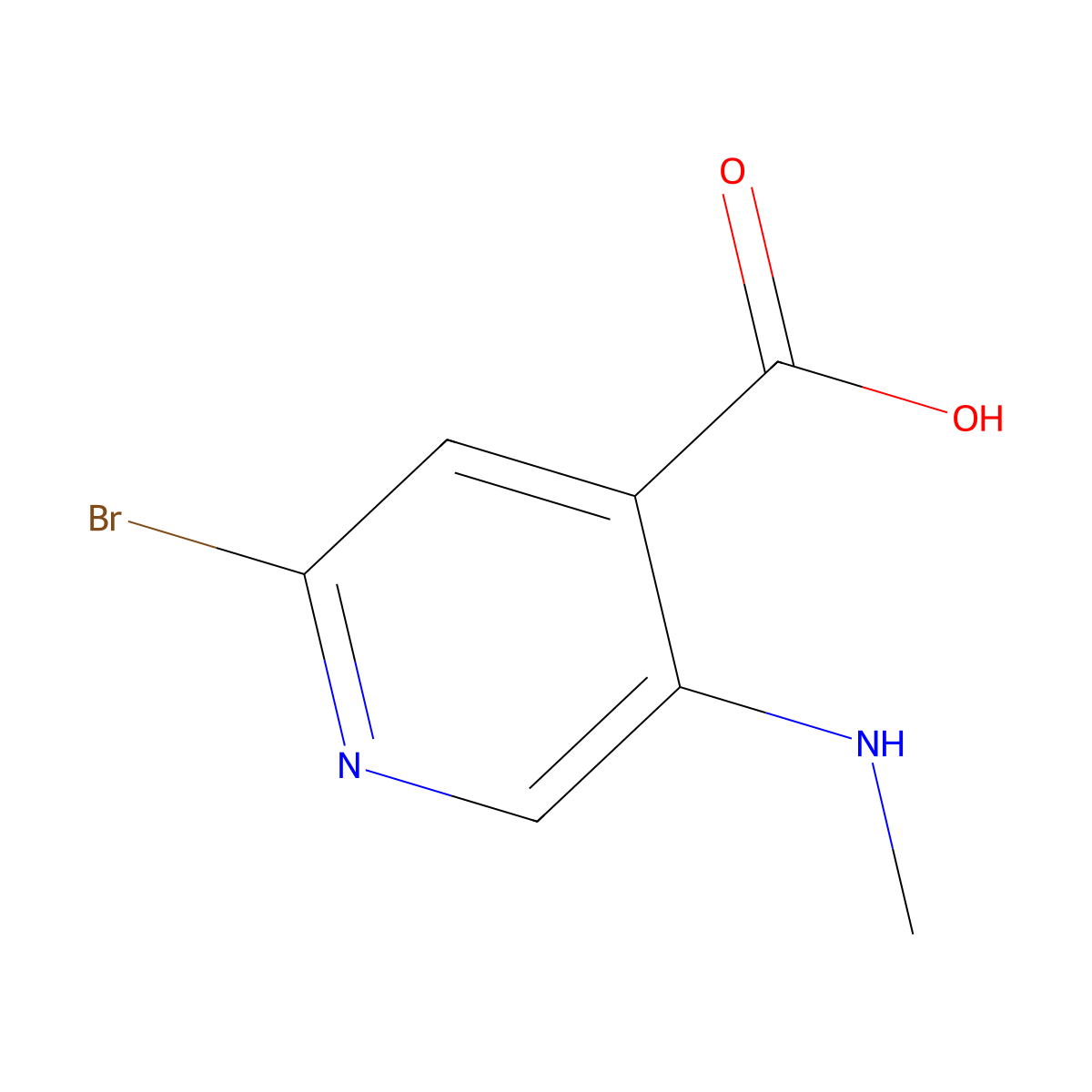 2-Bromo-5-(methylamino)pyridine-4-carboxylic acid molecular structure, CAS 2680846-31-3
