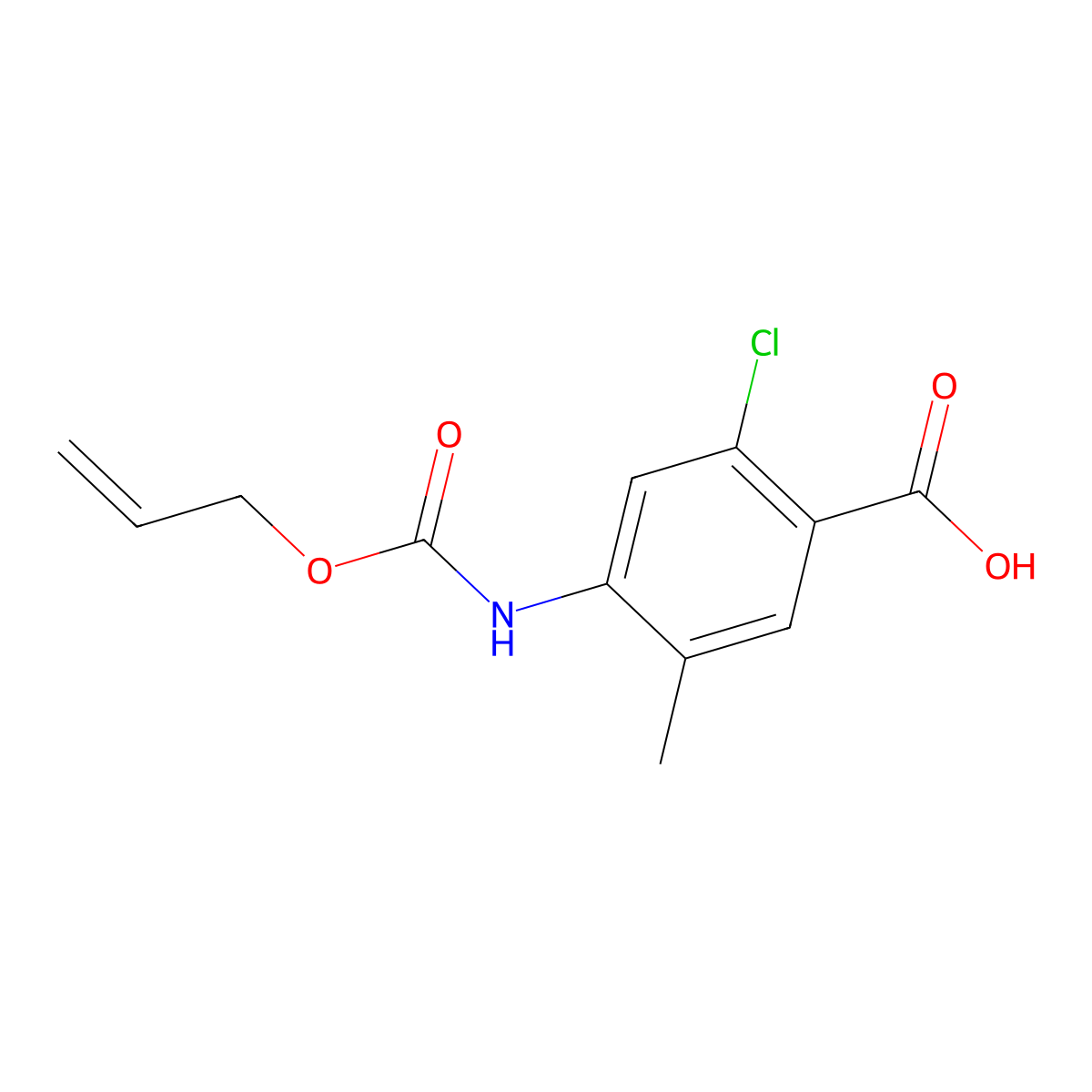 2-Chloro-5-methyl-4-{[(prop-2-en-1-yloxy)carbonyl]amino}benzoic acid molecular structure, CAS 2680846-38-0