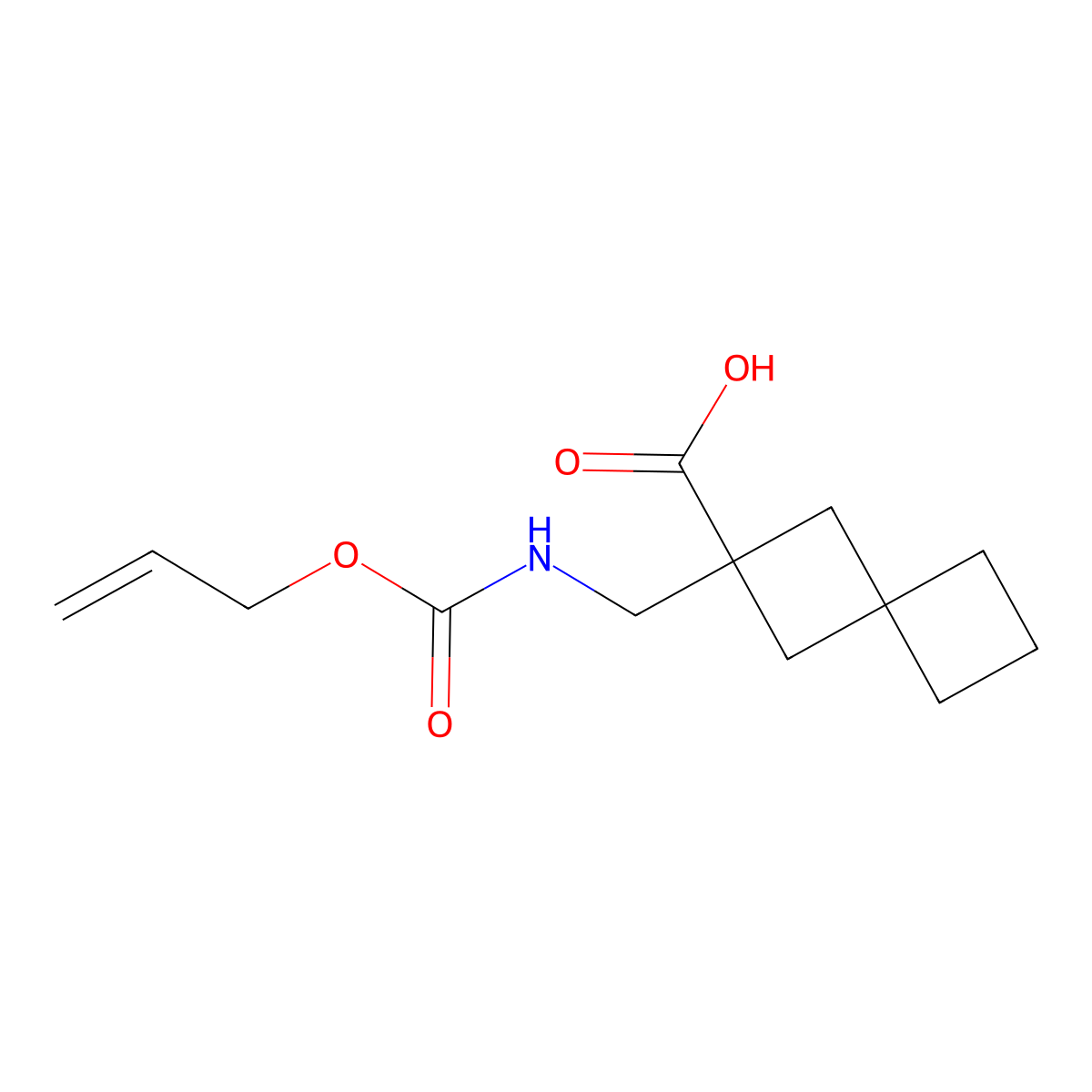 2-({[(Prop-2-en-1-yloxy)carbonyl]amino}methyl)spiro[3.3]heptane-2-carboxylic acid molecular structure, CAS 2680846-41-5