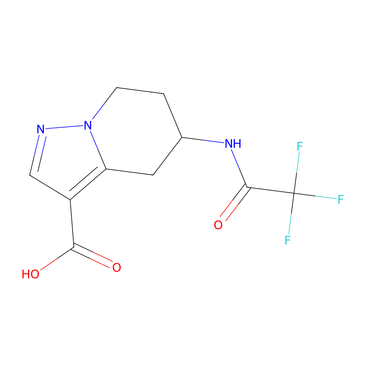 5-(2,2,2-trifluoroacetamido)-4H,5H,6H,7H-pyrazolo[1,5-a]pyridine-3-carboxylic acid molecular structure, CAS 2680846-47-1