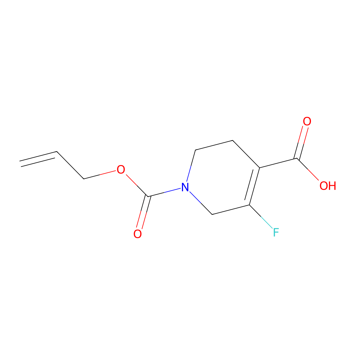 5-Fluoro-1-[(prop-2-en-1-yloxy)carbonyl]-1,2,3,6-tetrahydropyridine-4-carboxylic acid molecular structure, CAS 2680846-52-8
