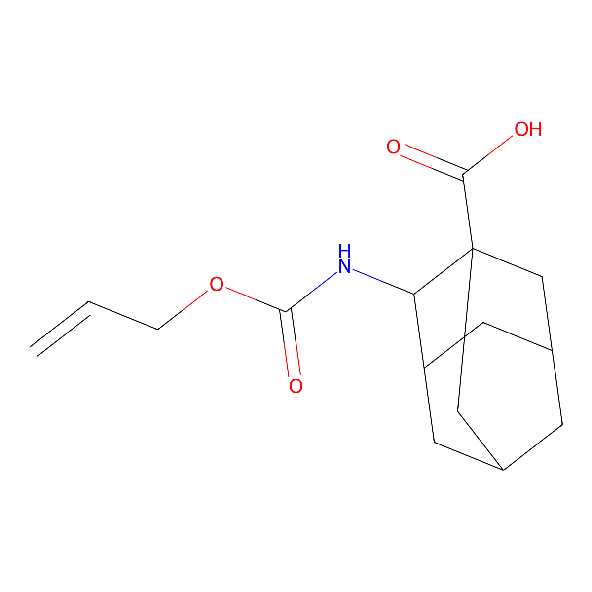 2-{[(Prop-2-en-1-yloxy)carbonyl]amino}adamantane-1-carboxylic acid molecular structure, CAS 2680846-55-1